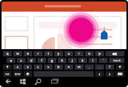 Gesto umístění kurzoru v PowerPointu pro Windows Mobile