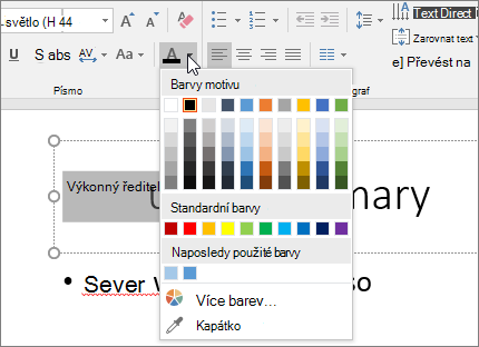 Změna barvy textu pomocí možností Barva písma