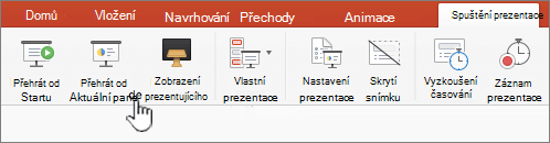 Tlačítko Přehrát od aktuálního snímku