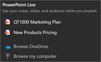 Možnosti sdílení souborů ve službě PowerPoint Live