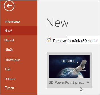 Zobrazení šablony 3D modelu v části Nový soubor >