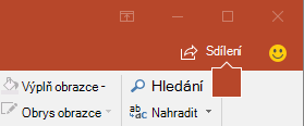 Tlačítko Sdílet na pásu karet v PowerPointu 2016