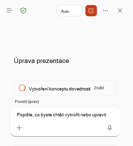 Snímek obrazovky, který ukazuje, jak Copilot zpracovává zaznamenaný pracovní postup k vytvoření konceptu dovednosti.