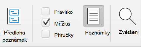 Snímek obrazovky mřížky vrácené se změnami v PowerPointu
