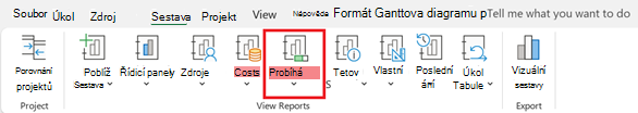 Tlačítko Probíhá na kartě Sestava
