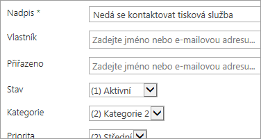 Formulář pro problémy