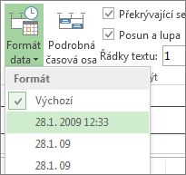 Timeline Date Format button and menu in Project
