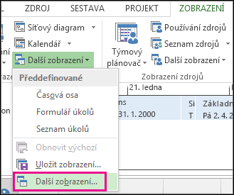 Další zobrazení v nabídce Další zobrazení