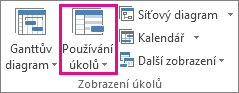 Tlačítko Používání úkolů na kartě Zobrazení