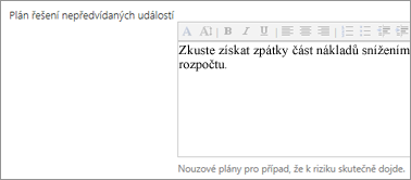 Plán řešení nepředvídaných událostí