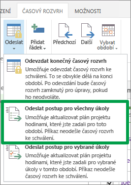 Odeslat postup pro všechny úkoly