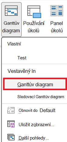 Skupina Zobrazení úkolů na kartě Zobrazení
