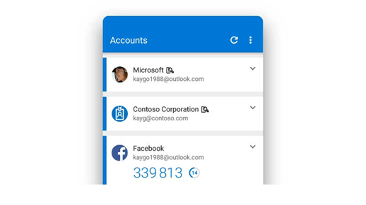 Microsoft Authenticator zobrazuje často se měnící 6místný kód k ověření přihlášení