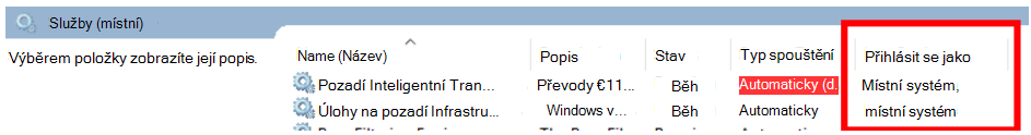 Z příkazového řádku se zvýšenými oprávněními spusťte services.msc. Zobrazí se uživatelské rozhraní Správce služeb.