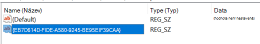 Screenshot of Product Code added to the registry
