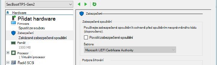 Povolit zabezpečené spouštění