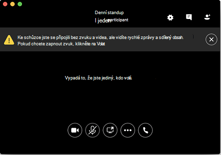 Snímek obrazovky znázorňující, jak se připojit ke schůzce bez zvuku