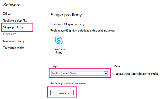 Na první stránce Průvodce instalací Skypu vyberte svůj jazyk.