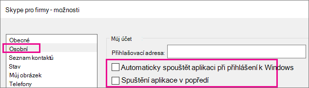 Zvolte Osobní a zrušte zaškrtnutí obou možností automatického spuštění.