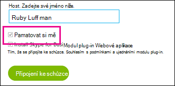 Pokud chcete uložit nastavení, vyberte při přihlášení možnost Pamatovat si mě.