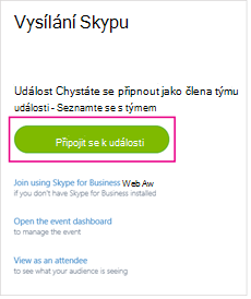 Tlačítko pro připojení k události
