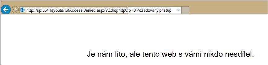 Snímek obrazovky s chybovou zprávou