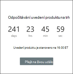 Snímek obrazovky s webovou částí Odpočítávací časovač