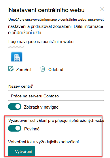 Snímek obrazovky s vytvářením toku schválení