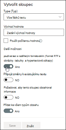 Použití textu s rozšířeným formátováním