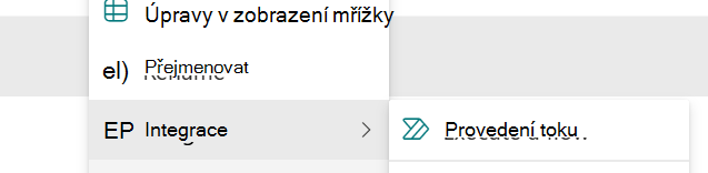 Selected item with option to run a quick step
