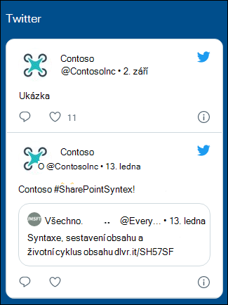Náhled webové části Twitter