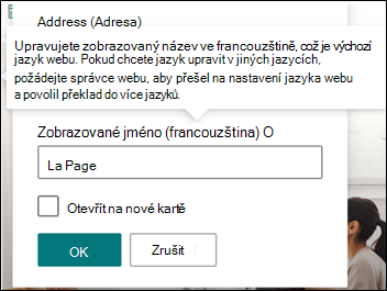 Obrázek upravovaného navigačního odkazu