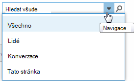 Snímek obrazovky vyhledávacího pole