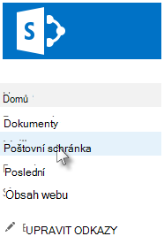 Poštovní schránka na panelu Snadné spuštění