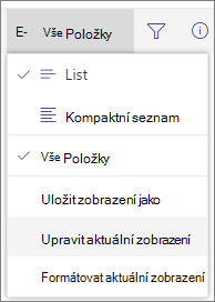 Nabídka možností přepínače zobrazení