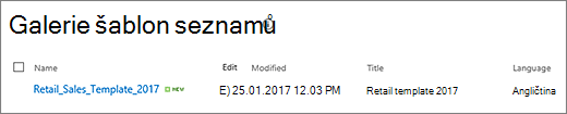 Stránka šablony seznamu