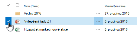 Vyberte soubor kliknutím na značku zaškrtnutí vlevo od názvu