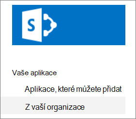 Panel Snadné spuštění se zvýrazněnou položkou Z vaší organizace