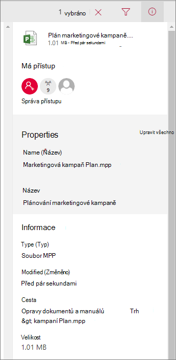 Zobrazení informací o souborech