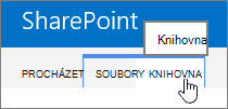Karta Knihovna a procházení na pásu karet