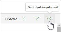 Zvýrazněné tlačítko pro otevření podokna podrobností