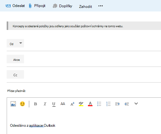Přidejte adresy do e-mailu v poštovní schránce webu.