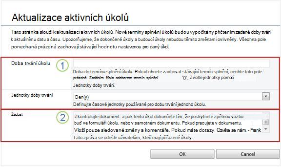 Formulář pro změny aktivních úkolů