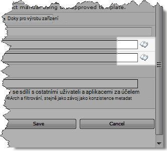 Ikony Značky v dialogovém okně Upravit vlastnosti