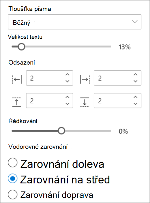 Možnosti formátování textu