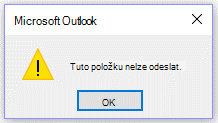 Chybová zpráva aplikace Microsoft Outlook – „Momentálně nelze odeslat.“