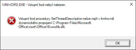 Chyba při otevírání wordových dokumentů