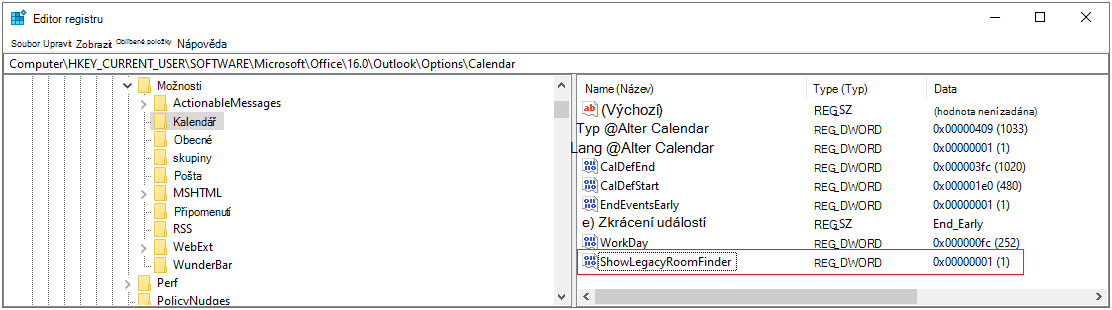 Obrázek registru ve Windows.