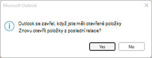 Chyba poslední relace Outlooku
