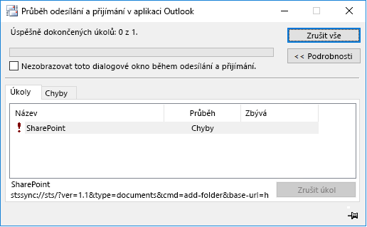 Chyba stssync v SharePointu